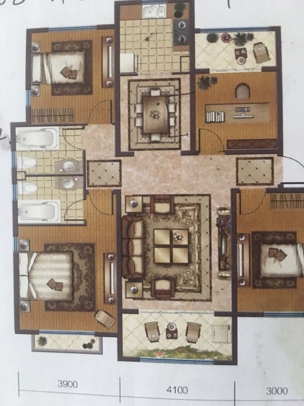 毛坯4室2厅2卫145m21400元/月