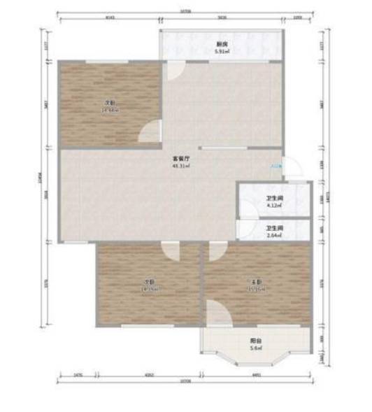 精装修3室1厅1卫108m2