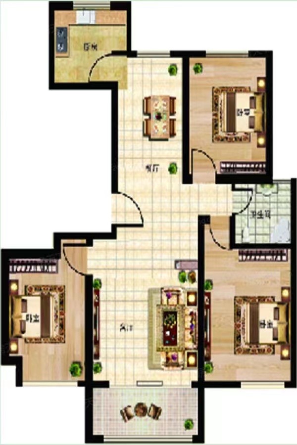 毛坯3室2厅1卫127m289万元