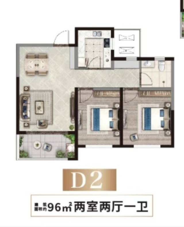 毛坯2室1厅1卫97m271万元