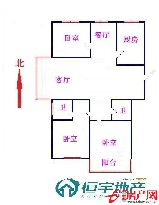 经典户型；客厅带落地大飘窗；两室向阳