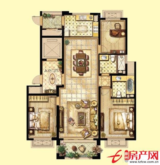 南北通透三居，主客厅和两个卧室均朝南，现房