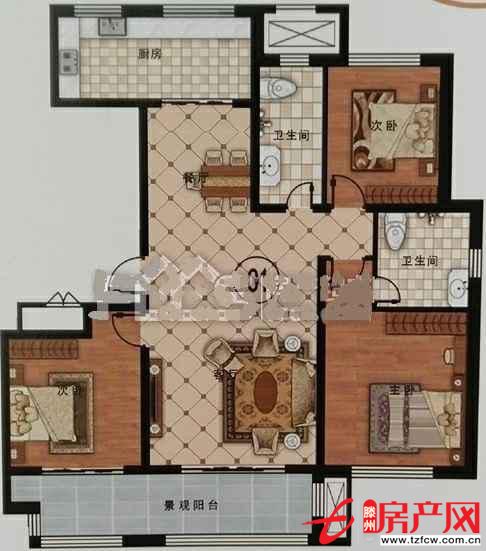 城北高档小区和馨园二期好楼层三居室好户型带超大景观阳台楼间大