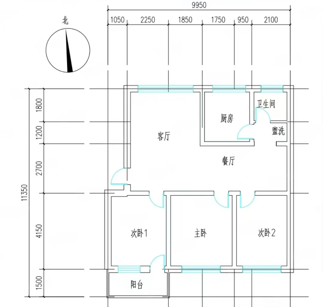 普通装修3室2厅1卫101m290万元