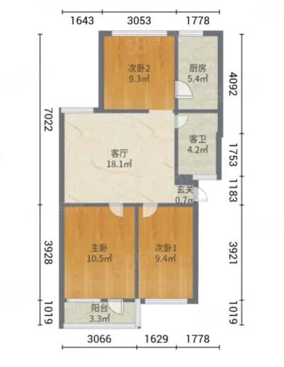 幸福北区  3室1厅1卫  95m2  93.8万元