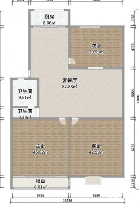 华腾东区（华滕东区）3室2厅1卫96m290万元